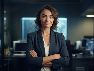 Fototapeta premium Portrait Attractive confident business woman in business professional working office