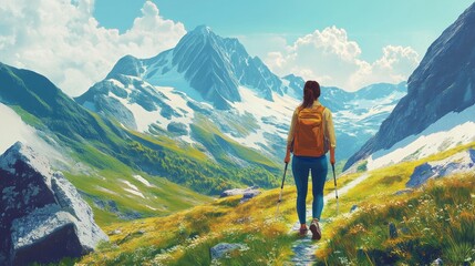 Naklejka premium Young woman harvesting fresh organic produce on a sustainable farm in the countryside, surrounded by lush green fields and vibrant crops on a sunny day, showcasing the beauty of farm life and connecti