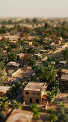 Fototapeta premium Illustrate the social impact of mining on local communities with immersive 3D renders of housing, schools, and healthcare facilities