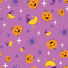 Spooky cute Halloween vector seamless pattern design