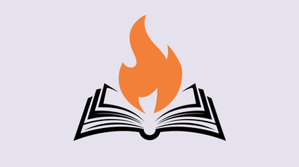 Creative Fire book Logo With Flaming Book Design