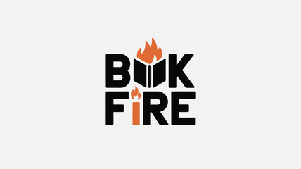 Creative Fire book Logo With Flaming Book Design