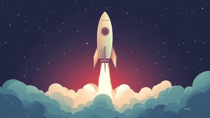 Obraz premium Rocket Launch Symbolizing Startup Success and Innovation