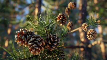 Fototapeta premium Pine Tree With Cones