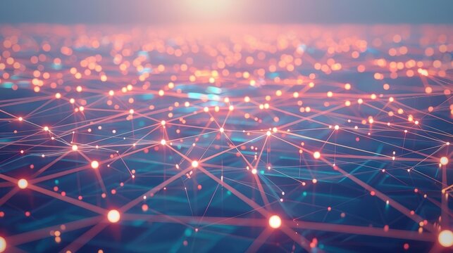 Illustrate a network of interconnected devices hovering above, bathed in a soft, glowing light, emphasizing the Internet of Things concept with a digital art aesthetic