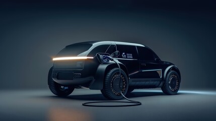 Fototapeta premium Explore the intersection of style and ecofriendliness with a dynamic 3D format showcasing an electric vehicle