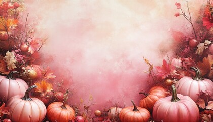 Pretty thanksgiving background in shades of pink with copy space, great for websites, cards, social media
