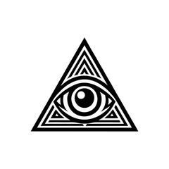 eye triangle logo icon design black white