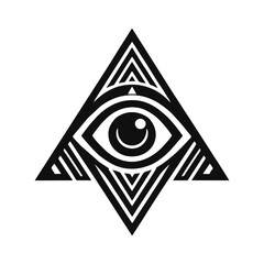 eye triangle logo icon design black white