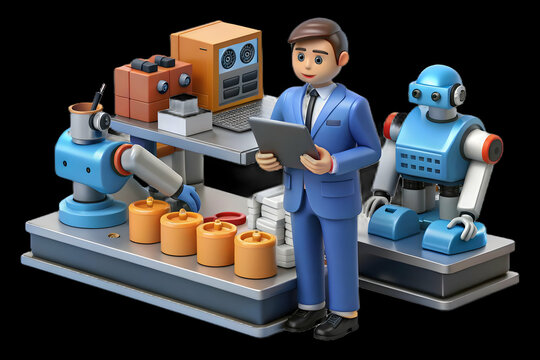 Candid Photo Supervisor AI Driven Quality Control Manufacturing Plant Copy Space Concept Emphasizing AI Role Maintaining High Standards Quality Assurance Visuals Stock Photography