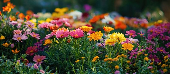 Obraz premium Beautiful And Bright Flowers In A Flowerbed Suitable For A Background Or Screensaver Many Colorful Flowers
