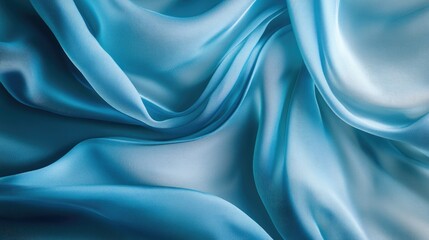 Fototapeta premium Delicate aquamarine silk fabric draped with gentle folds flowing gracefully