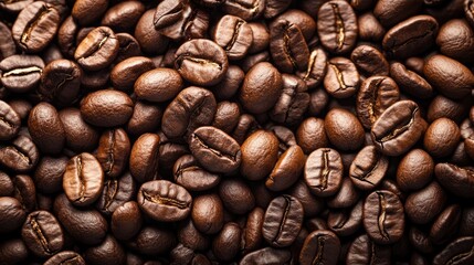 Fototapeta premium Fresh coffee beans banner Close up shot of coffee beans Food photography background