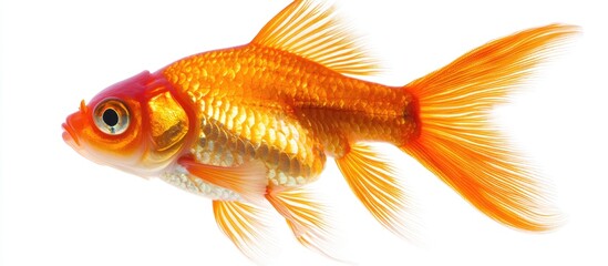 Fototapeta premium Gold Fish Isolation On The White