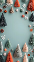 Enchanting Christmas Trees with Swirling Snowflakes in Serene Winter Wonderland