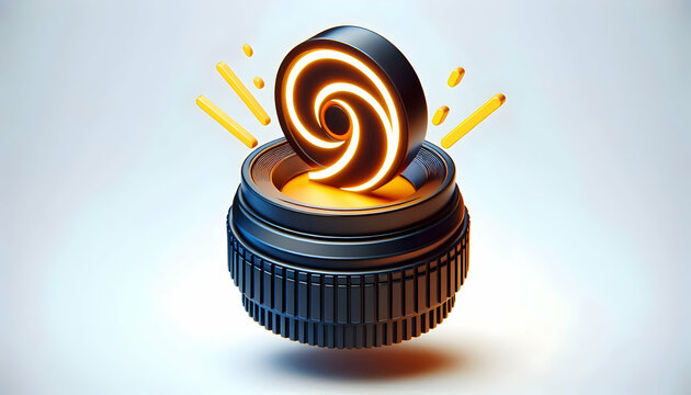 3D Floating Camera Lens Glowing Shutter Icon Concept Photography Trends Technological Innovation 3D Icon Isolated White Background Mastery Creative Photography Design