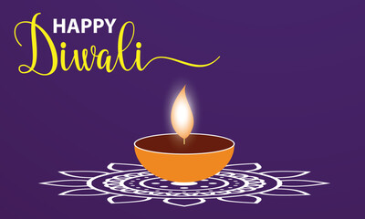 Happy Diwali. Indian festival of lights. festival of India, with candle and flower, objects, fire for greeting card, poster, postcard, invitation or background. Vector illustration. EPS 10