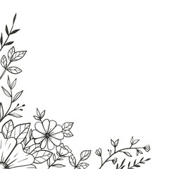 Hand drawn Floral corner border arrangement