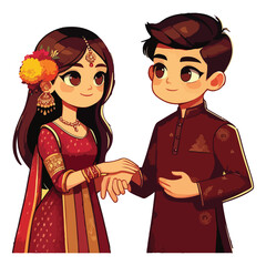 A young Indian couple celebrate festival Diwali Deepavali