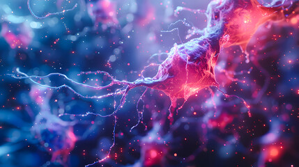 Neurons and synapse-like structures depicting brain communication