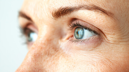 Aged Skin Featuring Prominent Deep Wrinkles Around the Eyes and Mouth..