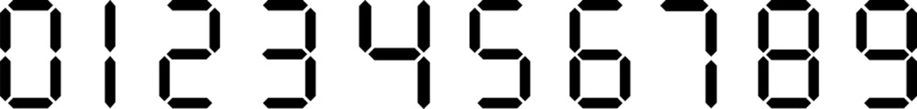 Set of black digital numbers