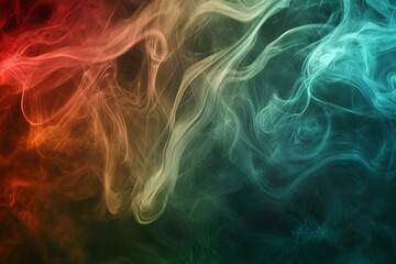 Obraz premium Vibrant red, green, and blue smoke billows across the dark background. The combination of colors creates a mysterious and distinct effect.