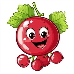 Obraz premium A cartoon red currant with a happy expression