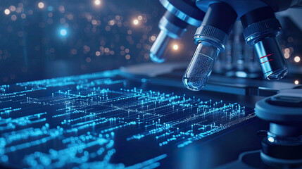 Biotechnology background blue human DNA structure molecule DNA. Medical, science and technology