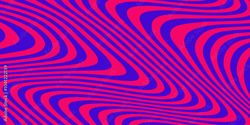 Poster Abstract Optical Illusion Linear Background. Y2k Acid Geometric Op Art Pattern. Psychedelic Stripe Texture Vector Design.