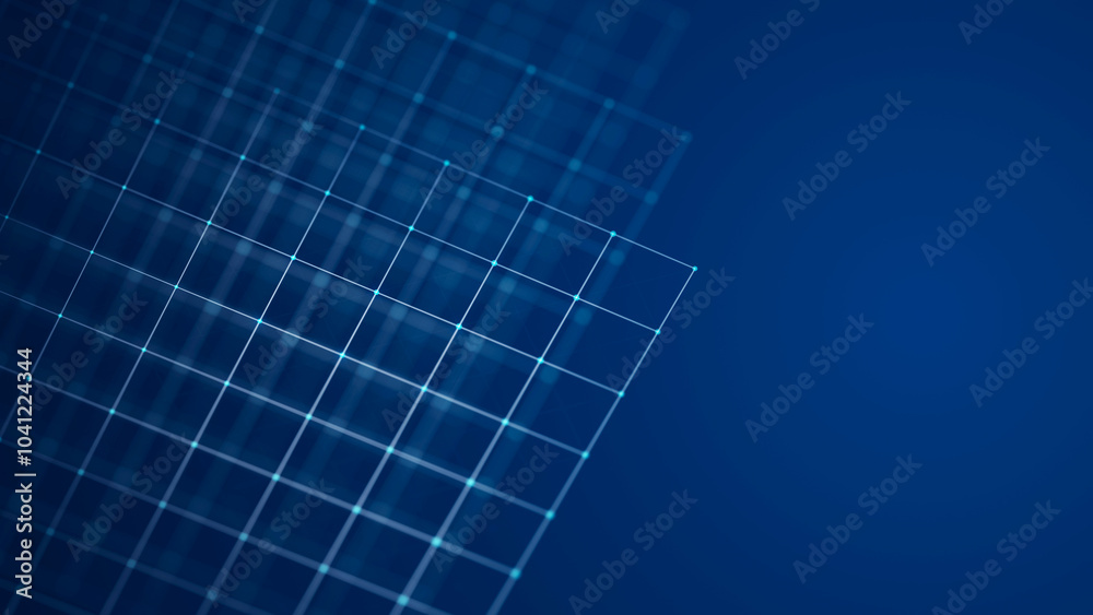 Poster 3d cube of lines and dots. wireframe polygonal element on dark background. science and technology. 3