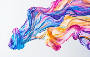 Fototapeta premium Streams of colored paint shot through the air like liquid ribbons, intertwining and spiraling as they cross paths, creating an energetic and dynamic visual. 