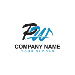 PW initial signature logo. handwriting logo template
