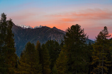 Sunset in the Alps mountains, Valmalenco, Italy
