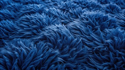 Dark Blue Fluffy Carpet Texture Close-Up for Interior Design Inspiration