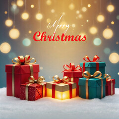 Merry christmas realistic banner design