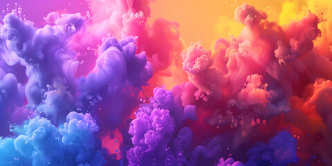 Fototapeta premium Colorful Powder Blast: Captivating Rainbow Explosion at Holi Festival 
