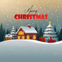 Fototapeta premium Merry christmas realistic banner design