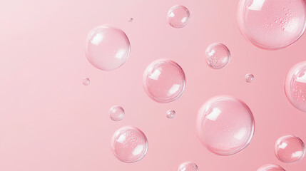 Pink Collagen bubbles Drops pink serum cream lotion drop into skin cells&nbsp;bubbles texture  background