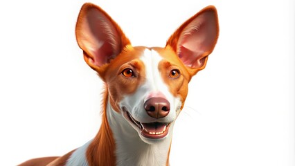 Obraz premium Delightful animation showcasing a happy Podenco Ibizan Hound. This charming red dog avatar on a white backdrop adds a touch of joy and humor to any collection!