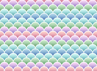 Mermaid seamless texture. Marine backdrop with gradient. Cute fish scale pattern. Reptile skin background. Purple pink print. Vector illustration. Retro sea wrapping paper.