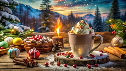 Delightful Hot Chocolate with Sweets - Cozy Winter Treats, Perfect for Indulgence