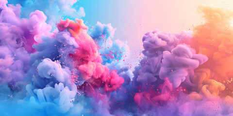 Fototapeta premium Vibrant Rainbow Blast: Colorful Powder Explosion for Holi Festival in 4K 