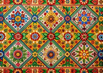 Discover vibrant folk art wallpaper showcasing detailed geometric designs and traditional cultural symbols, perfect for transforming your surroundings with a touch of heritage.