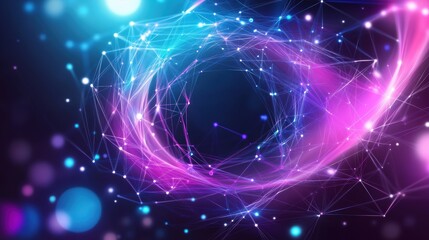 Abstract colorful background showcasing vibrant swirls and glowing particles, perfect for technology and creative themes.