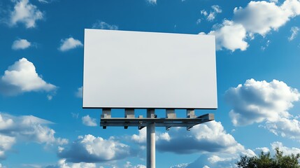 Blank billboard with a blue sky and white clouds.