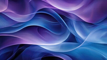 Obraz premium Intertwined blue and purple waves with fluid shapes, creating a calm yet dynamic composition.