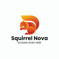 Vector Logo Illustration Squirrel Gradient Colorful Style