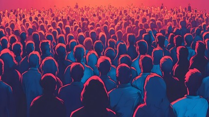 Obraz premium Crowd of People Back View Illustration Silhouettes