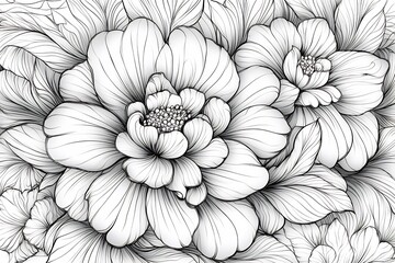 Elegant adult coloring book page showcasing beautifully detailed hand drawing vector illustration black outline on a clean white background perfect for coloring enthusiasts seeking intricate designs
